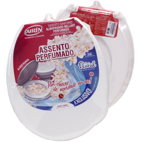 ASSENTO SANITÁRIO ALMOFADADO BELLART FLORAL BRANCO DURIN