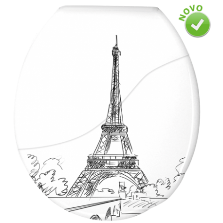 ASSENTO SANITÁRIO ALMOFADADO BELLART DECORADO PARIS BRANCO DURIN