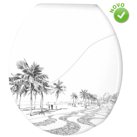 ASSENTO SANITÁRIO ALMOFADADO BELLART DECORADO COPACABANA BRANCO DURIN