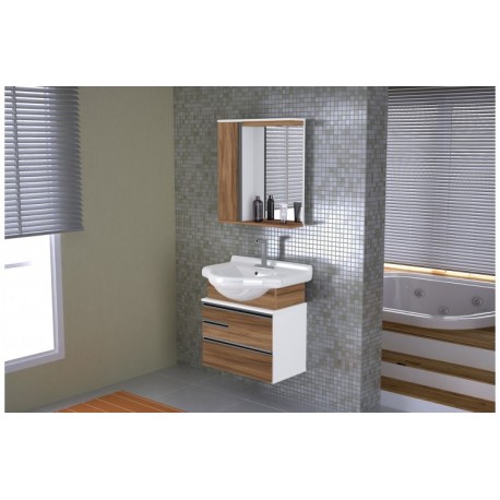 ARMÁRIO KIT FIRENZE SUSPENSO COM ESPELHEIRA E PIA LOUÇA 63,5CM RORATO