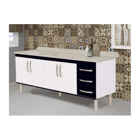 GABINETE COZINHA 2,00 METROS MUNIQUE COR PRETO TEXTURIZADO A.J RORATO