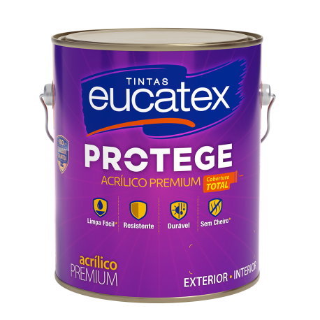 LATEX PROTEGE ACRILICO ACETINADO 3,6 LITROS COR BRANCA EUCATEX