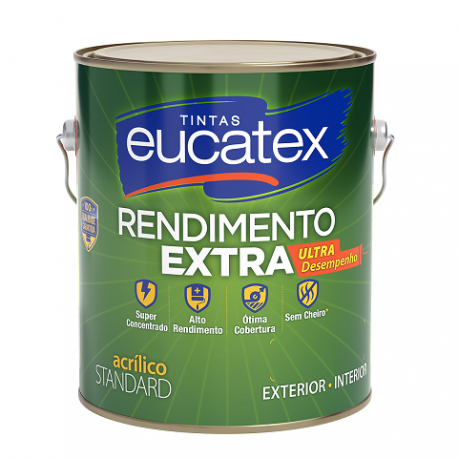 LATEX ACRILICO RENDIMENTO EXTRA 3,6 LITROS COR BRANCA EUCATEX