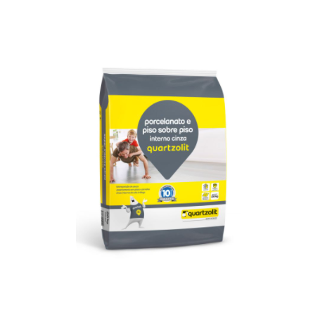ARGAMASSA QUARTZOLIT PORCELANATO PISO SOBRE PISO INTERNO CINZA 20 QUILOS