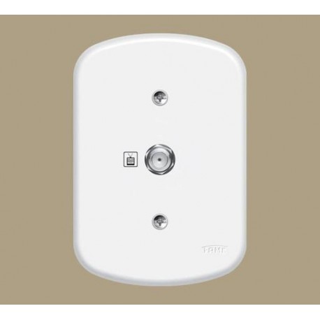 TOMADA ANTENA TV PARA CABO COAXIAL 75 COM PLACA SERIE BLANC FAME