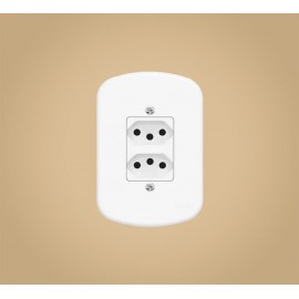 2 TOMADAS 2P+T DISTANCIADAS COM PLACA 10A/250V SERIE BLANC FAME
