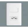 INTERRUPTOR SIMPLES E TOMADA 2P+T 10A/250V DISTANCIADAS COM PLACA E SUPORTE SERIE HABITAT FAME