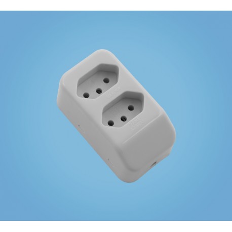 TOMADA MULTIPLA 2P+T 10A/250V DUPLA CINZA FAME