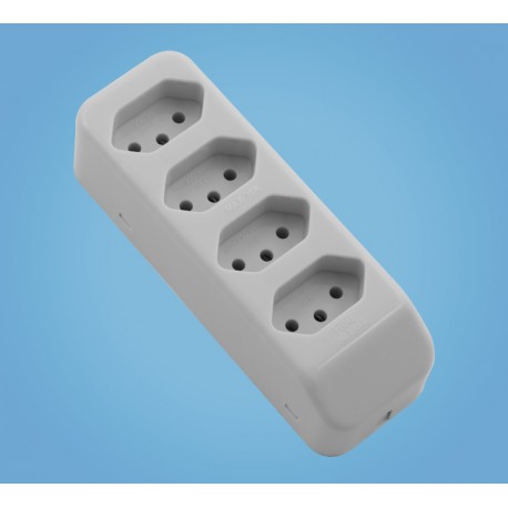 TOMADA MULTIPLA 2P+T 10A/250V QUADRUPLA CINZA FAME