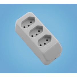 TOMADA MULTIPLA 2P+T 10A/250V TRIPLA CINZA FAME