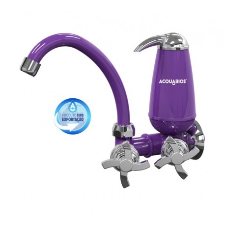 TORNEIRA ROXA COM FILTRO DE PAREDE BICA MOVEL ACQUABIOS