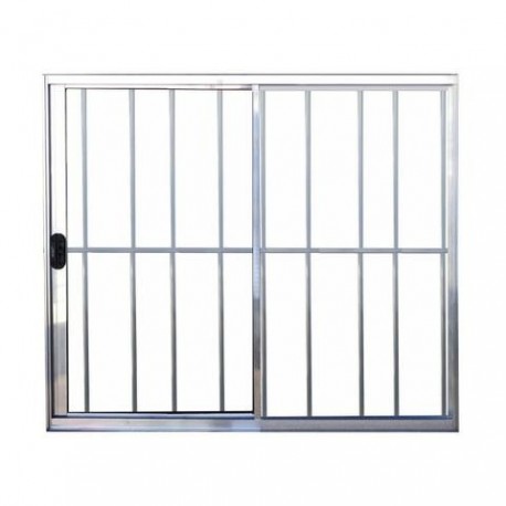 VITRÔ DE CORRER 100X150 2 FOLHAS E GRADE ALUMINIO BRILHANTE ALIANCE