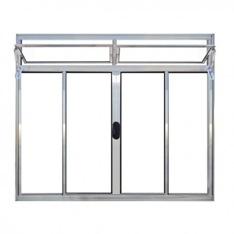 VITRÔ DE CORRER 100X120 4 FOLHAS E BANDEIRA ALUMINIO BRILHANTE ALIANCE