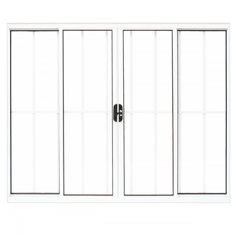 VITRÔ DE CORRER 120X200 4 FOLHAS E GRADE ALUMINIO BRANCO ALIANCE Referência 2215