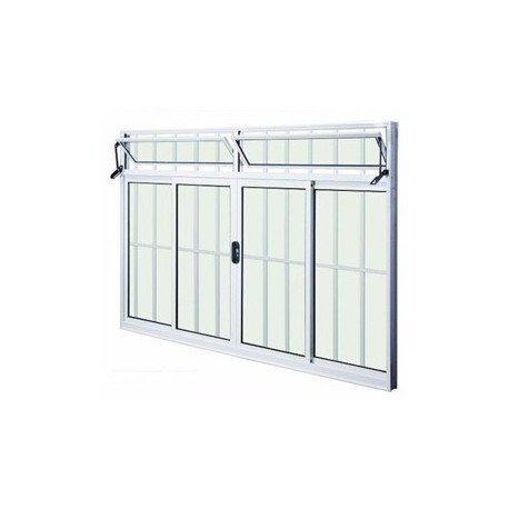 VITRÔ DE CORRER 100X100 4 FOLHAS BANDEIRA E GRADE ALUMINIO BRANCO ALIANCE