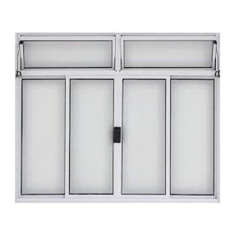 VITRÔ DE CORRER 100X150 4 FOLHAS E BANDEIRA ALUMINIO BRANCO ALIANCE